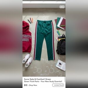 Women Green Track Pants Straight Leg Size Small 4